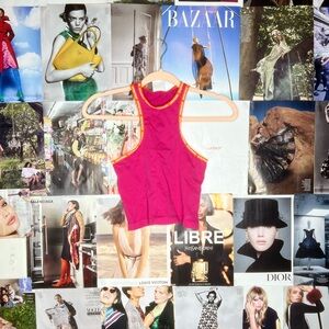 iets frans Urban Outfitters Crop Top, Size Medium, Hot pink and orange